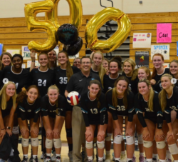 Coach Balser and team celebrating 500 career victories